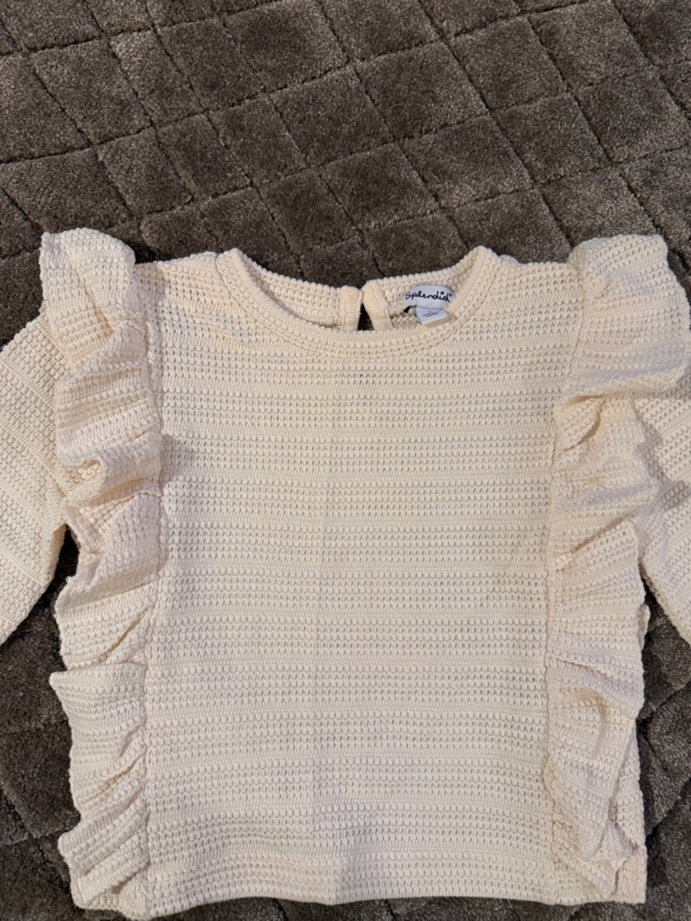 Splendid Cream Ruffle Knit Long-Sleeve Top - Picture 3 of 4